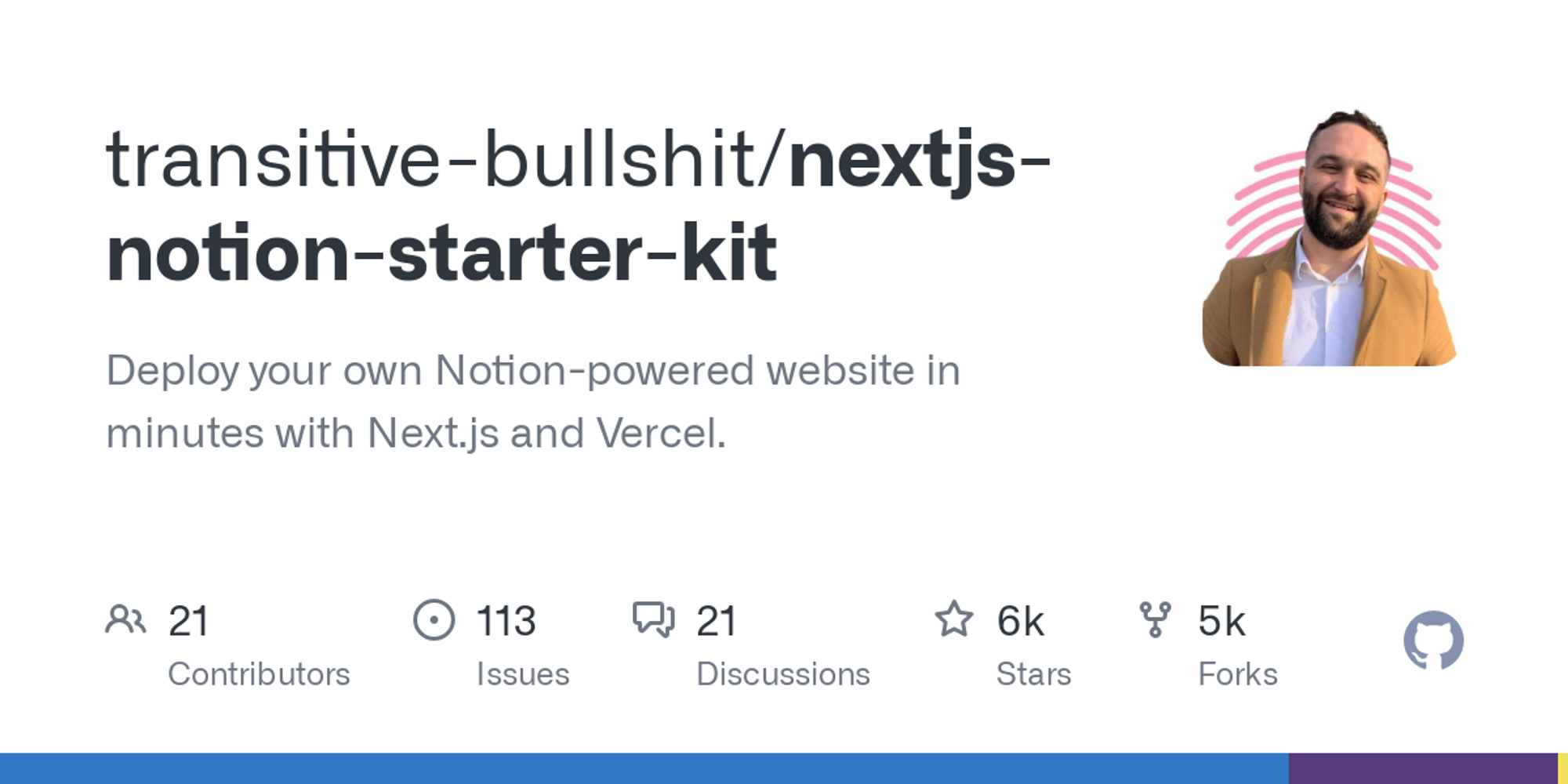 GitHub - transitive-bullshit/nextjs-notion-starter-kit: Deploy your own Notion-powered website in minutes with Next.js and Vercel.